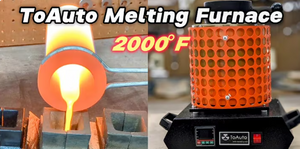 ToAuto melting furnace labeled 2000°F beside molten metal pouring into a mold