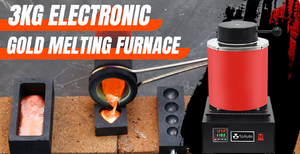 3 kg ToAuto electric gold melting furnace pouring molten metal into a graphite ingot mold