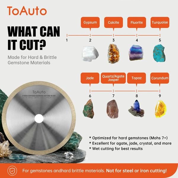 ToAuto 8-Inch Diamond Lapidary Saw Blade for Gemstone and Rock Cutting