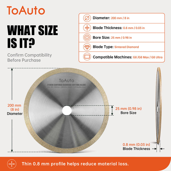 ToAuto 8-Inch Diamond Lapidary Saw Blade for Gemstone and Rock Cutting